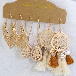 NEW 3pairs Tassel & Faux Pearl Decor Earrings